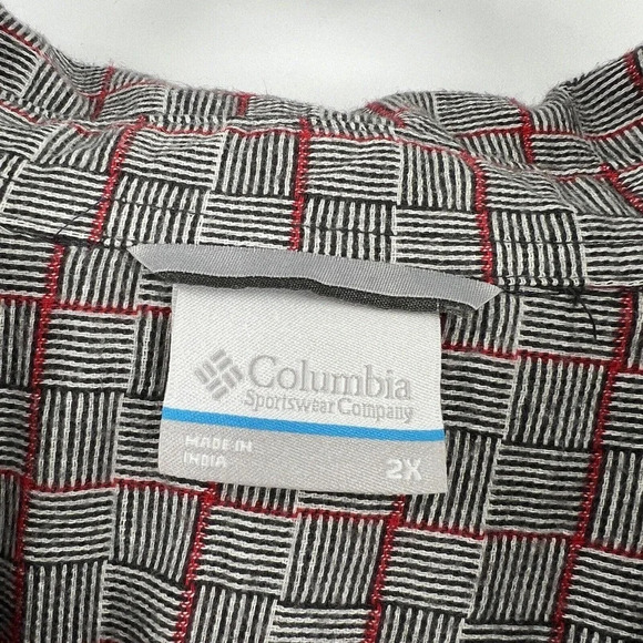 Columbia Holly Hideaway Flannel Dress Plaid Button Up Belted Gray Red Size 2X - Picture 8 of 9